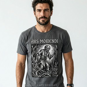 Camiseta de hombre con lavado vintage, estampado gráfico de fantasía oscura con efecto ácido, diseño de alquimista personalizado, de algodón de alta densidad, estilo streetwear, para proveedores - Product Image 6