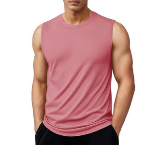 Débardeur sans manches bleu clair pour homme, col rond, couleur unie, respirant, en polyester tricoté, vêtement décontracté - Product Image 6
