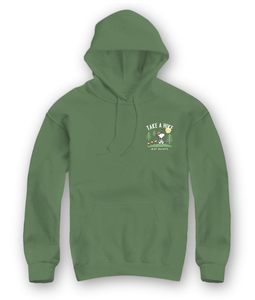 Sweat à capuche imprimé Pea nuts Sno opy Take a Hike pour homme, vert, en coton, décontracté, avec poche avant, coupe classique, pour le printemps - Product Image 1