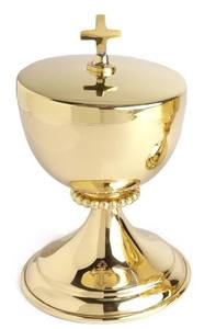 Cáliz Religioso de Latón Chapado en Oro de Alto Brillo con Patena y Ciborio, Juego de Vajilla para Iglesia Católica y Bodas - Product Image 4