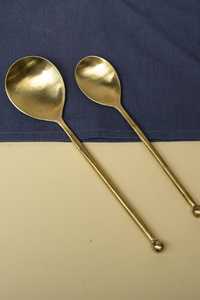 Cuillère à dessert dorée en laiton, motif tropical, manche long, gaufrée, modèle 2025, très populaire, pour la maison et les hôtels, par UO - Product Image 2