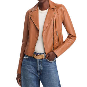 Chaqueta de Cuero para Mujer, Nueva Moda, de Alta Calidad, Manga Larga, con Cierre, para Otoño e Invierno, Poliéster Transpirable, Nailon - Product Image 2