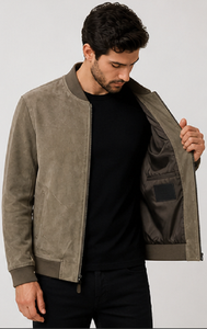 Chaqueta Bomber de Cuero Genuino para Hombre, Corte Ajustado, con Cierre, Estilo Casual, Invierno, Ecológica, Resistente al Viento, Estilo Vintage, Venta al Por Mayor - Product Image 4