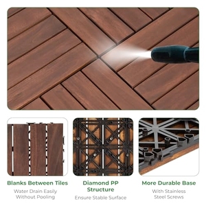 GWV-6040B Waterproof Acacia Wood Interlocking Deck Tile 300x300mm for Home Decoration Balcony Entry Back <b>Landscaping</b> <b>Decking</b> - Product Image 3