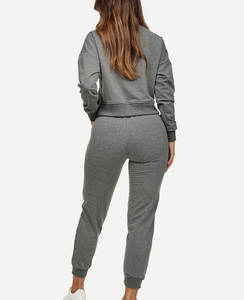 Conjunto de chándal de mujer Vintage Terry corte desgastado ácido lavado Zip Hoodie bordado desgastado transpirable chándales conjunto de mujeres - Product Image 5