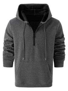 High Quality 100% Cotton Fleece Quarter Zip Hoodie Winter Embroidered Men's Oversized Hoodies - Product Image 4