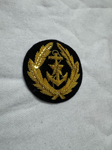 Custom Embroidered Anchor Patch Circular <b>Sew</b>-On Badge Gold Thread Fabric Design With Cheap Price & OEM Service - Product Image 2