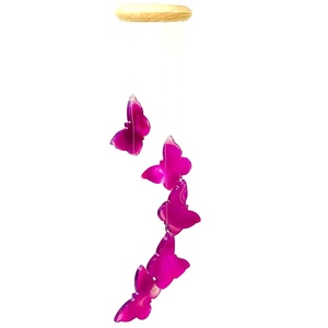 Campanas de viento de alta calidad con rodajas de ágata rosa en forma de mariposa, cristal decorativo, artesanía, campanas de viento coloridas con rodajas de ágata - Product Image 1