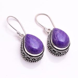 ต่างหูเงินแท้925ต่างหูแฟชั่นปะการังอัญมณีชุบเงิน - Product Image 3