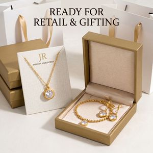 Wholesale Gold Plated Stainless Steel Trendy Zircon Necklace Earrings and <b>Bracelet</b> <b>Set</b> for Niche Fashion Boutique Gift - Product Image 6