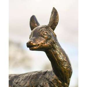 Adorno de Cierva de Bronce, Artesanía en Metal, Decoración de Jardín, Escultura de Cierva Cachorra de Tamaño Pequeño, Hecha a Mano - Product Image 3