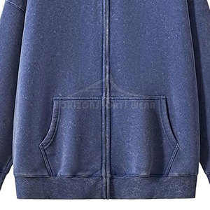 Sweat-shirts à capuche décontractés pour hommes, 100 % coton, séchage rapide, respirants, effet délavé, avec logo personnalisé, haute qualité, couleur unie, hiver - Product Image 3