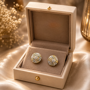 Pendientes de Diamantes Naturales de Nueva Tendencia |   Pendientes Redondos de Oro Sólido de 14K, Diseño Clásico, Joyería Fina de Lujo, Elegantes para Uso Diario - Product Image 2