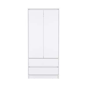 Armadio guardaroba bianco con due cassetti e asta appesa - Product Image 6