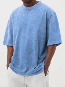 Camiseta de Algodón Clásica Extra Grande para Hombre, Lavada al Ácido, Color Gris Carbón, Fabricantes Personalizados, Atuendo de Moda de Verano, Tela Gruesa - Product Image 6