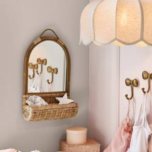 Espejo de pared bohemio de ratán con estante para pasillo, baño y decoración de oficina en casa, espejos de ratán vintage de Vietnam - Product Image 3