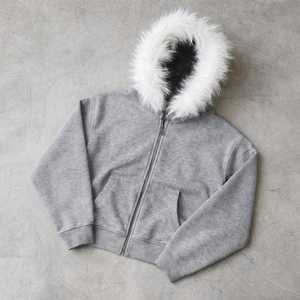 Sweat à capuche surdimensionné de haute qualité avec logo brodé personnalisé, en coton 100% lourd, à double fermeture éclair, pour hommes et femmes, avec capuche en fausse fourrure - Product Image 3