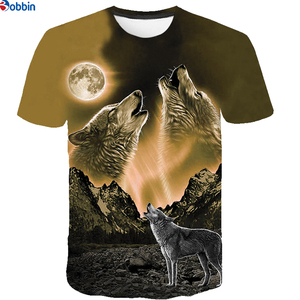 T-shirt à manches courtes pour hommes et femmes, impression par sublimation, décontracté, impression créative 3D, col rond, design graphique, motif loups - Product Image 3