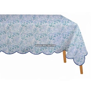 Meilleures ventes : Nappe de table rectangulaire festonnée en pur coton, imprimée à la main, design exclusif, pour mariage, directement de l'usine - Product Image 3