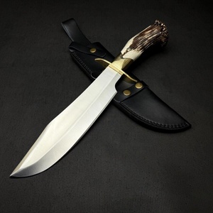 Handmade Industrial Grade Bowie Hunting Knife Straight <b>Drop</b> Point Stag Antler Handle Fixed Tactical Survival Stainless Steel OEM - Product Image 2