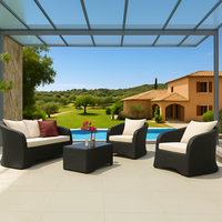 Ensemble de meubles de jardin et de patio de style resort, en rotin PE durable, canapé et fauteuils au design moderne, coussins imperméables