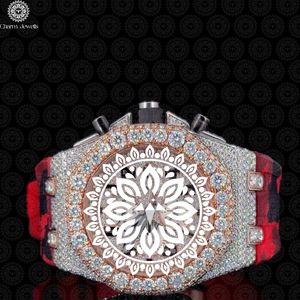 Charm Jewels Luxury Diamond Watch Stainless Steel Rectangle Case Analog Quartz Movement <b>Red</b> Leather Band Unisex Fashion - Product Image 4