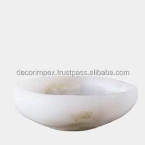 Natural White <b>Stone</b> Decorative Bowl with Solid Marble Base for Luxury Home Decor Centrepiece Tabletop Accent Fruit Tray Display - Product Image 4