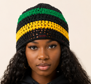 Gorro de punto jacquard personalizado, estilo slouchy, hecho a mano, con rayas reggae, gorro de ganchillo, gorro de punto a rayas, hecho a mano. - Product Image 2