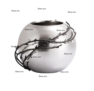 <b>Silver</b> Color Aluminium Flower Vase Latest Design Round Shape Flower Vase For Home Decor Accessories - Product Image 2