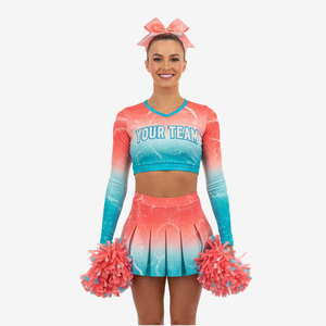 Nouvel uniforme de cheerleading léger de couleur unie, imprimé par transfert thermique, 100 % polyester, service OEM - Product Image 2