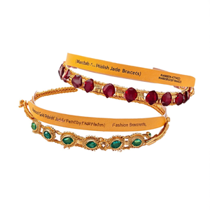 Peacock Gold Polish Jade and <b>Copper</b> <b>Bangles</b> 2*6-Trendy Fashion Bracelets - Product Image 1