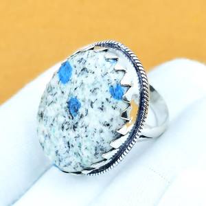 K2 Azurite Gemstone Oval Ring 925 Sterling Silver Handmade Bohemian Jewelry Natural Stone <b>Women</b> Ring Wholesale - Product Image 3