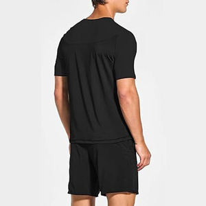 T-shirt décontracté d'été pour homme, col rond, manches courtes, en coton noir, personnalisable avec logo, OEM ODM, vente en gros de vêtements - Product Image 4
