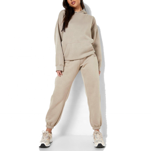 Ensemble de survêtement personnalisé pour femme, coupe oversize, 2 pièces, pull à manches longues et pantalon de jogging à jambes larges, noir - Product Image 3