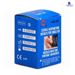 Aiguilles d'acupuncture K-Star KJW25 avec tube de guidage, paquet de 100 pièces, aiguilles jetables stériles 0,25x25mm - Product Image 1