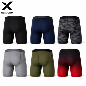 X Sports City <b>Men</b> <b>Compression</b> Wear <b>Shorts</b> Solid Waterproof Elastic Waist Mid Canvas Polyester Spandex Gym MMA Customized OEM/ODM - Product Image 2