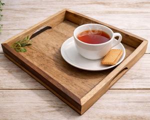 Bandeja de Servir Rústica de Madera Hecha a Mano con Asas para Té, Café, Desayuno, Decoración del Hogar, Regalo - Product Image 3