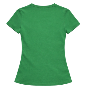 Camiseta Ecológica para Mujer, Verde y Rosa, Manga Corta, Secado Rápido, Transpirable, Verano, Casual, Impresión Serigráfica de Diamantes, OEM/ODM - Product Image 4
