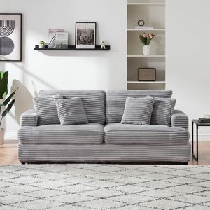Divano da soggiorno a 3 posti in velluto a coste da 88,58 pollici, spazioso e confortevole, con 4 eleganti cuscini coordinati nei colori - Product Image 3