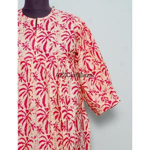 Vestido Maxi de Algodón Estampado a Mano para Mujer, Cómodo, Transpirable, Ecológico, Diseños Elegantes, Estilo Bohemio, Estampado Floral Japonés para Chicas - Product Image 2