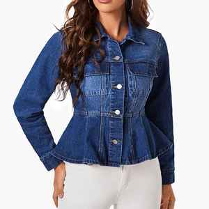 Innovative Fashion Piece Tailored Silhouette Breathable Fabric Smooth Finish <b>Elevated</b> Comfort Unique Styling Women Denim Top - Product Image 2