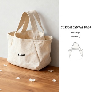 Tùy Chỉnh Bông Vải Giỏ Túi Thời Trang Màu Trắng Totebag Cá Nhân Trống Nhỏ Lớn Vải Tote Mua Sắm Túi Với Túi Bên - Product Image 1