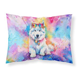 Samoyède Hippie Dawg Standard taie d'oreiller décorative légère et super douce facile d'entretien avec illustration pour les jetés - Product Image 1