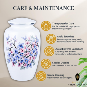 Urne funéraire en forme de fleur de cerisier blanche pour cendres humaines adultes, urne commémorative de 10 pouces - Product Image 6