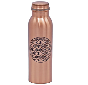 Set Of <b>3</b> Copper <b>Water</b> <b>Bottles</b> Floral Gold Teal Pattern Portable Travel Drinkware with Lids - Product Image 6