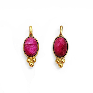 Pendentif ovale fantaisie en rubis teinté plaqué or, taille briolette, 6x4mm, fait main, pour la fabrication de bijoux et breloques - Product Image 1