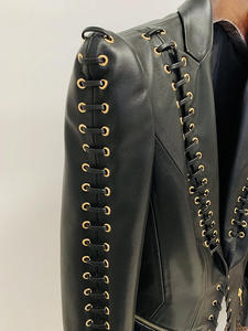 Veste en cuir véritable noir de haute qualité pour femme, coupe ajustée, col rabattu, fermeture éclair, longueur courte, vente chaude OEM - Product Image 3