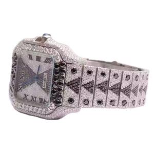 Style Unique Hommes Montres De Luxe Diamant En Acier Inoxydable Noir Et Blanc Moissanite Montre-Bracelet D'affaires Casual Montre À Quartz - Product Image 1