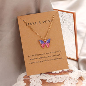 Hot Sale Lab Created Fashion Card Resin <b>Cross</b> <b>Chain</b> Pendant Necklace Alloy Bohemian Enamel Butterfly Trendy Women Daily Life - Product Image 2