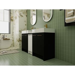Mobile Bagno Freestanding da 60 Pollici con Lavabo in Resina, Armadietti Contenitori e Ante con Chiusura Ammortizzata 09224*2+0312 - Combinazione per Spazi Piccoli - Product Image 6
